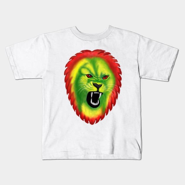 Reggae Rasta Colors Lion Gift Kids T-Shirt by Merchweaver